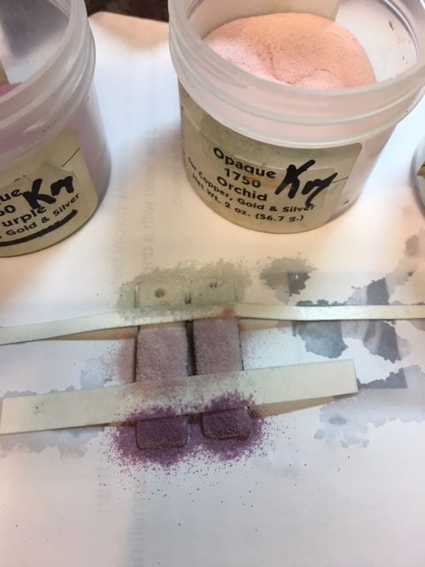 Karen Meador, Ph.D.'s Layered Torch Enameled Earrinngs - , Enameling, Enamel Jewelry Supplies, Enamel, Enameling, Enameled Jewelry, Spray the pieces with a holding agent